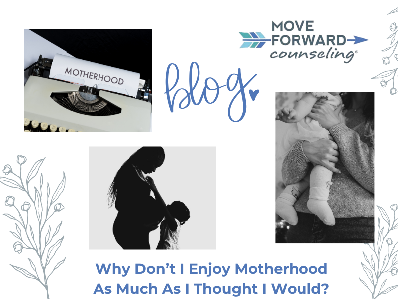 blog image for mothers who ask themselves why they don't enjoy motherhood as much as they thought they would; mfc logo; pictures of mothers and children